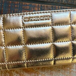 MK small quilted gold, leather wallet
